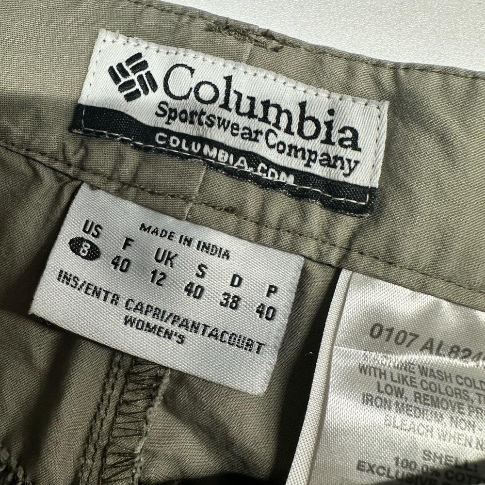COLUMBIA Women’s Cargo Lightweight Olive Green Capri Pants - Khaki Sz 8 - Picture 2 of 6